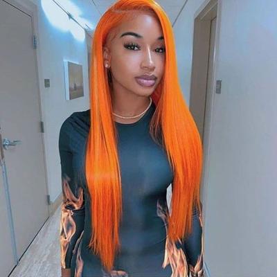 China Orange Lace Front Wigs Ombre Orange Bob Wig Orange Colored Human Hair for sale