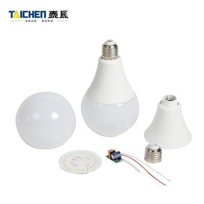 China Wholesale Residential/Home/Indoor Indoor Plastic Clad Aluminum Linear Base 3w 5w 7w 9w 12w 15w 18w 22w Decoration SKD Solution E27 B22 Led Bulb Housing for sale