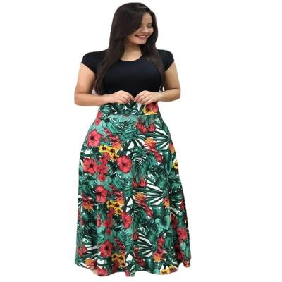 China Women 2022 Breathable Dress Fashion Dot Patchwork Elegant Party Floral Maxi Dress Ladies Summer Casual Dress for sale