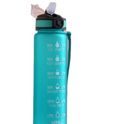 China 32oz 1L Tritan PCTG BPA Viable Free Custom Sports Gym Motivational Plastic Water Bottle Gallon With Straw Time Marker Custom Logo for sale