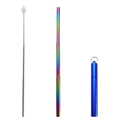 China Amazon Stock Best Selling Stainless Steel Telescopic Metal Collapsible Straw Sustainable Factory With Metal Case for sale