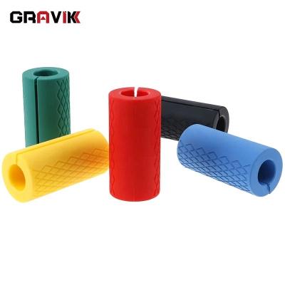 China Suitable 25mm Weightlifting Barbell Grips Fat Dumbbell Grip Silicone Non-Slip Protective Grip for sale