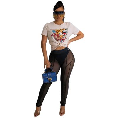 China 2022 Anti-Wrinkle Hot Sale See Mesh Leggings For Ladies Patchwork Tight Pants Sexy Women's Leggings for sale