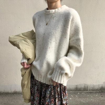 China Round Neck Sweater Waterproof Women 2021 Winter New Korean Style Sweater Hot Selling Loose Thick Long Sleeve Lazy Women for sale