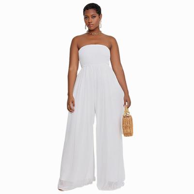 China QUICK DRY Summer Chiffon Strapless Wide Leg Women Loose Casual One Piece Romper for sale