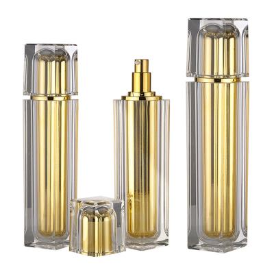 China JL-LB312 Golden Luxury Cosmetic Plastic Bottle 30ml 40ml 100ml 120ml Lotion Bottle for sale