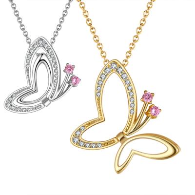 China FASHIONABLE Tasty Butterfly Charm RINNTIN SN293 Pendant Necklaces Jewelry 14k Gold Plated 925 Sterling Silver Butterfly Necklace for sale