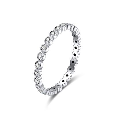 China RINNTIN SR145 Fashion CLASSIC Hot Selling Eternity Diamond Ring Full Round Cubic Zircon Silver Band Ring for sale