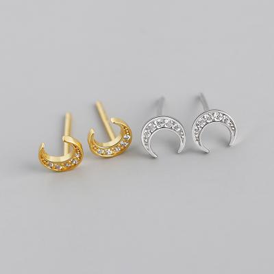 China Wholesale RINNTIN APE29 Stud Earrings Moon FASHION Jewelry 925 Sterling Silver Stud Earrings Women for sale