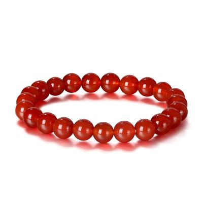 China RINNTIN GMB19 8mm Natural Red Agate Crystal Round Beads 7.5 Inch Stretch Bracelet Wholesale for sale