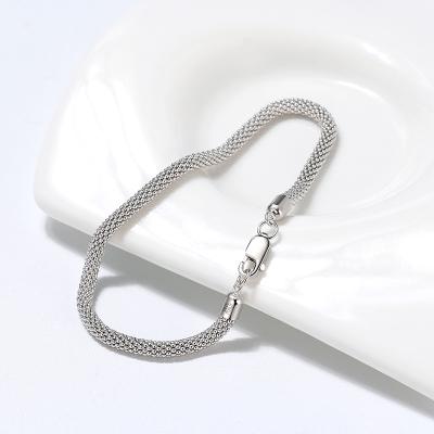 China Fashion Men's Jewelry 925 Sterling Silver Hiphop RINNTIN SB65 3.0mm Mesh Popcorn Chain Bracelet for Women for sale