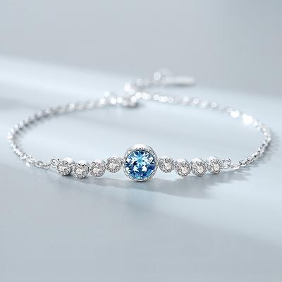 China RINNTIN SWB03 FASHIONABLE Accessories Women's Blue Crystal Bracelet Women 925 Sterling Silver Jewelry for sale