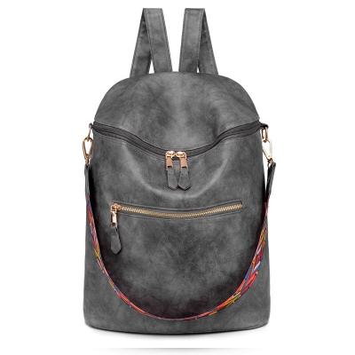 China New Portable Women Soft Leather Backpacks Casual Daypack Vintage Backpack Women Bags Zipper Bucket Bag for sale