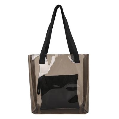 China LAPTOP 2 in 1 Clear PVC Purse Beach Tote Bags Large Work Shoulder Bag With Inside Pocket for sale