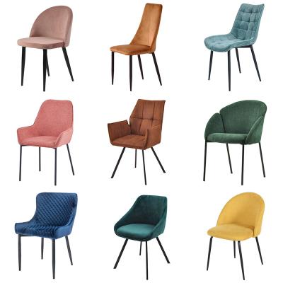 China Home Modern Cafe Hotel Furniture Chair Upholstered Luxury Soft Back Velvet Fabric Dining Chair With Metal Legs for sale