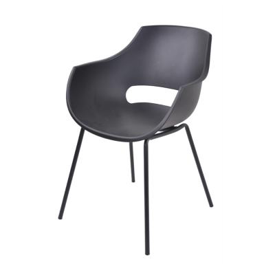 China A205 LIXIN In Stock Wholesale Modern Plastic Dining Chairs Restaurant Black Plastic Dining Chair For Home With Arms Metal Legs for sale