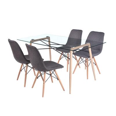 China Free Sample Modern Home Furniture Wholesale Rectangle Tempered Glass Modern Dining Table With Transfer Printing Legs for sale