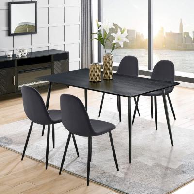 China New Hot Sale Modern Design Italian Minimalism Modern Industrial Black Dining Table With Metal Legs for sale