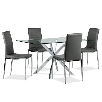 China Modern fashionable popular transparent tempered glass rectangle decoration top dining table for sale