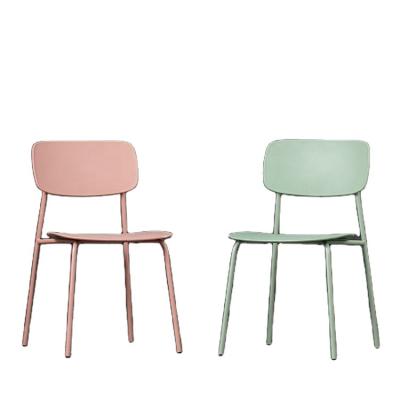 China Wholesale Arranged Colorful Plastic PP Chair Stackable Outdoor Dining Garden Chair With Metal Legs for sale