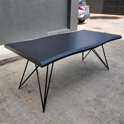 China MDF WITH PAPER STICKER Home Furniture Restaurant Durable Modern MDF Dining Table With Metal Legs for sale