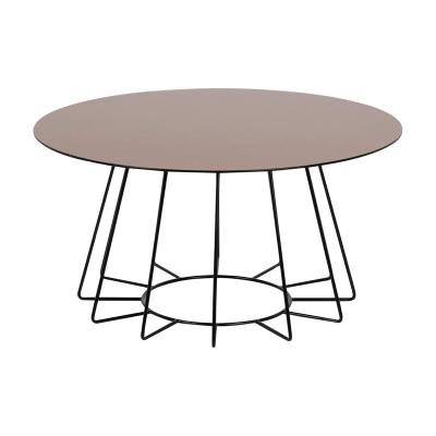 China New Design Round Shape Stable Bronze Glass Painting Top Coffee Table With Metal Tube for sale