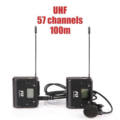 China Mini Lavalier Microphone UHF 57 Channels 100M Professional Wireless Lavalier Microphone For DSLR Camera Interview Live Video for sale