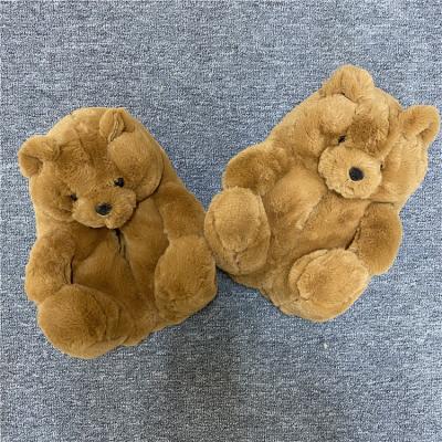 China 2021 Fashion New Fashion Hot Selling Plush Slippers Slips Teddy Bear Mommy and Me Adult Slippers Teddy Bear Slippers for sale