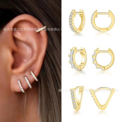 China Office/Copper Plated 18k Gold Earrings New Micro Set Zircon Jewelry Career Fashion Women Earrings Wholesale for sale