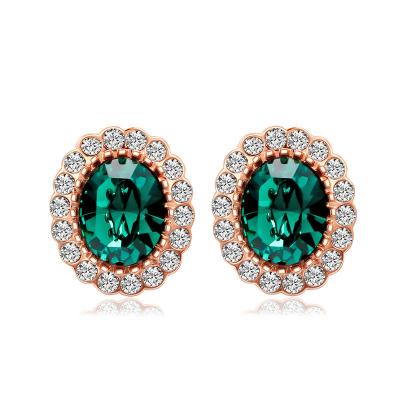 China Office/Austria crystal gemstone earrings career fashion copper plating rose gold earrings wholesale for sale