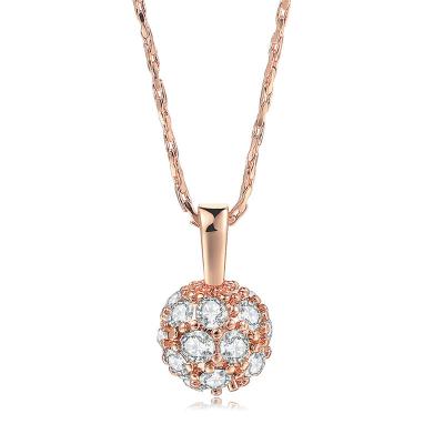 China Other New Fashion Women's Jewelry Ball Pendant Necklace Inlaid Zircon Copper Plating Rose Gold Necklace for sale