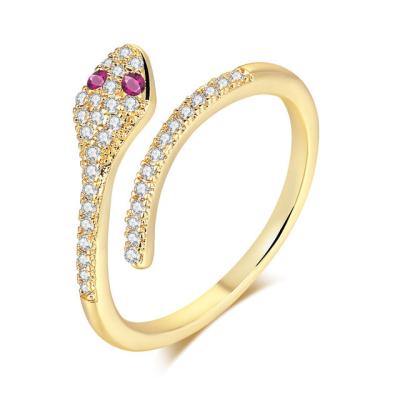 China Office / New Women's Career Fashion Jewelry Open Ring Cubic Zirconia Snake Ring Open Ring Gold Plated Ring Real for sale