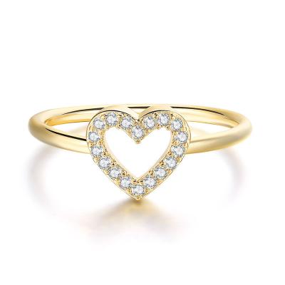 China Office / Career Fashion New Women's Jewelry Heart Shaped Ring Ring Zircon Micro-Inlaid Real Copper Plated Gold Ring for sale