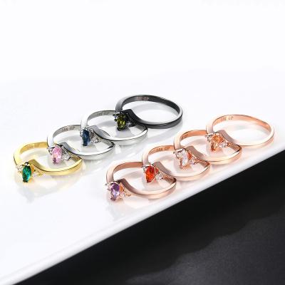 China New Women's Career Fashion Jewelry Horse Eye Stone Ring Copper Color Copper Color Zircon Ring Office/Ring for sale