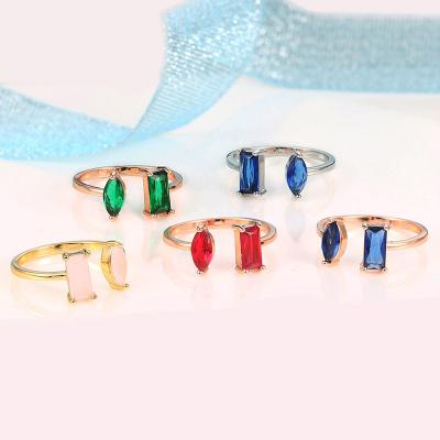 China New Fashion Women's Jewelry Office / Career Ring Inlaid Geometric Open Cubic Zirconia Ring Copper Gold Plated Ring for sale