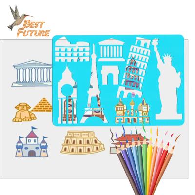 China Eco-friendly PP/PE Plastic Custom Building Child Drawing Stencil Sets For Kids for sale