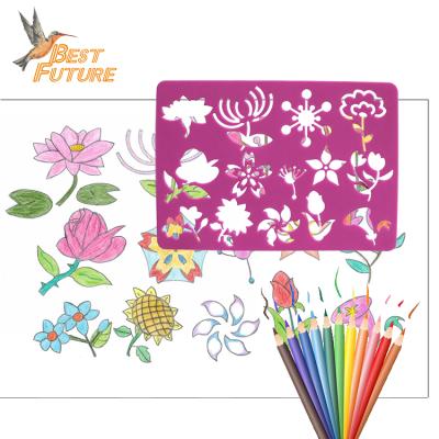 China Eco - Friendly PP / PE Plastic Flower Custom Drawing Stenciling Gift Stationery Set for sale