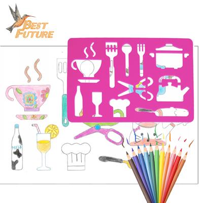 China Eco-friendly PP/PE Plastic Stencil Gift Stationery Custom Plastic Drawing Set for sale