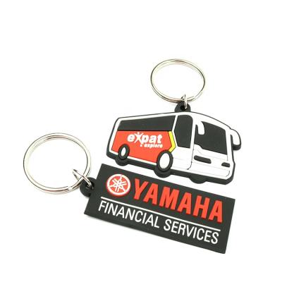 China Private Metal Ring Key Chain Custom 3D PVC Brand Souvenirs Raised Bus Logo PVC Rubber Key Chain For Tagging for sale