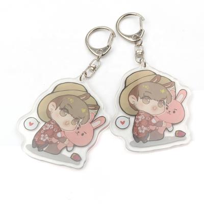 China Wholesale Custom Printing Cute Anime Advertising Logo Clear Acrylic Crystal Keyring Travel Souvenir Keychains For Tote Bags for sale