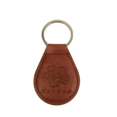 China Wholesale custom brand embossed genuine leather key chain logo pu leather tag for promotion for sale