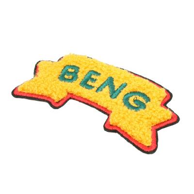 China Viable No Min Order Quantity Sew On Brand Fashion Letters Custom Cool Jeans Cheap Custom Logo Chenille Embroidery Patches for sale