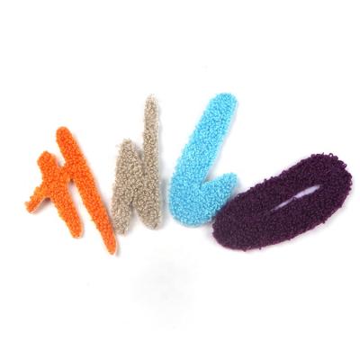 China Handmade No Min Cheap Custom Sew On Appliques Simple Letter Colorful Chenille Embroidery Patches For Hoodies for sale