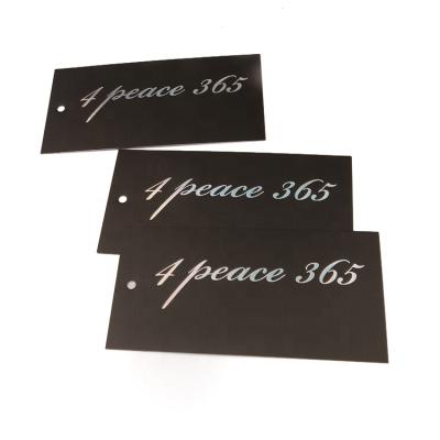 China Viable Private Design Customized Matte Surface Girls Garment Paper Hang Tags With Luxury Iridescent Foil Printing Numbers Logo for sale