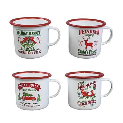 China Christmas Style 4Pcs Enamel Water Cup Coffee Water Cup Mug Christmas Style Homeware Gift for sale