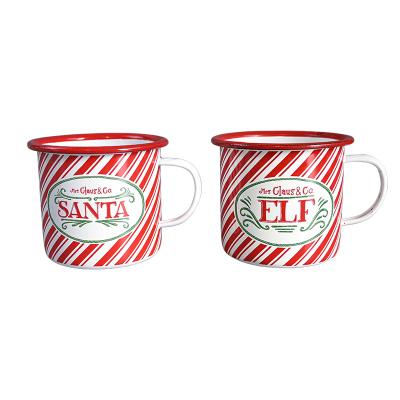 China Christmas Style 2 Packs Enamel Water Cups Coffee Water Cup Mugs Style Home Gifts Christmas Coffee Tea Milk Cup, Mugs Iron For 1 Users 350ml red for sale