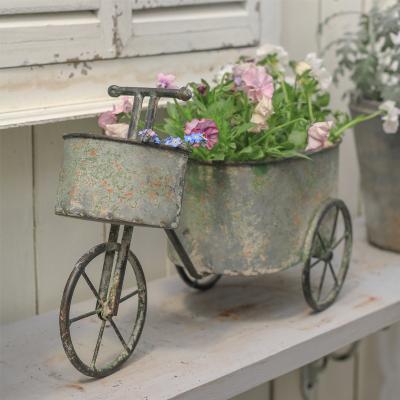 China Outdoor Metal Flower Pot Garden In Flower Arrangement Holder Retro Container Durable Material Style Decorate Art Home Decoration Car Bicycle Shape for sale