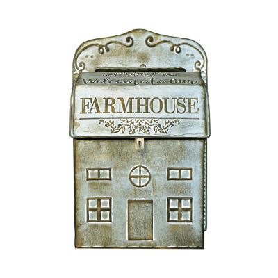 China Farmhouse Durable Mailbox Metal Wall Mounted Mail For Storing Messages Leaving Parcel Receiving Rural Message Garden Decoration Mailbox for sale