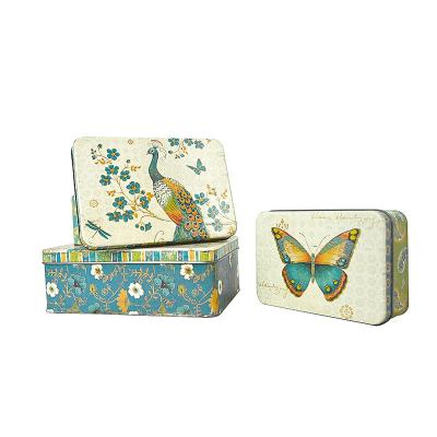 China Europe Style Metal Peacock Butterfly Mini Storage Box Household Daily Necessities Jewelry Candy Box Pastoral Organizer 3Pcs/Set for sale