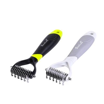 China Sustainable Pets Dematting Comb With 2 Sided Professional Grooming Rake For Cats And Dogs , Dog Deshedding Brush for sale